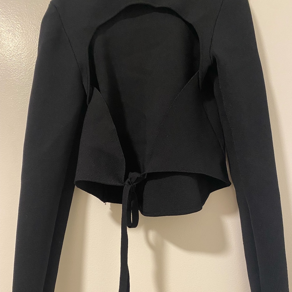 Black cut out tie back crop top.